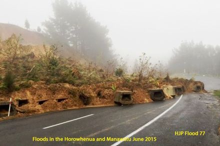 Flood 77 The Paihiatua Track covered by a 100 metre washout  slip photo by Mia Kennedy