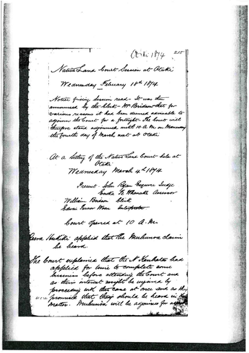 Otaki Maori Land Court Minutebook 2 - 4 March 1874 - Resource cover image