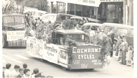 Foxton Centennial Parade 1955 - Cochran's cycle float