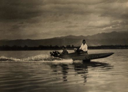 James Hughes in his speedboat "Comet", 1933
