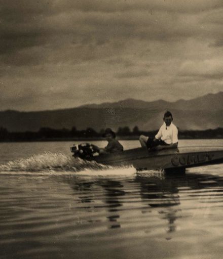 James Hughes in his speedboat "Comet",  1933