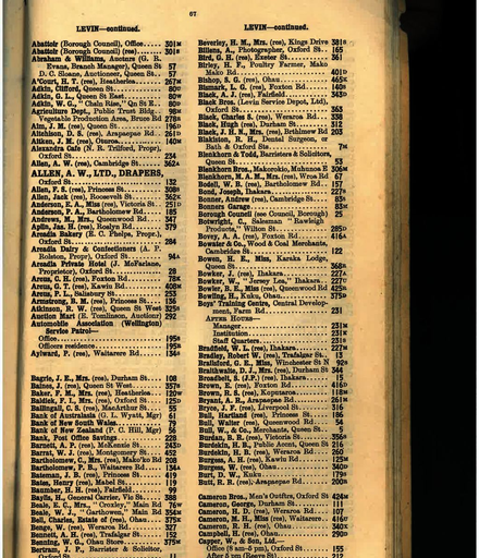Manawatu 1945 Telephone Directory Levin page 67