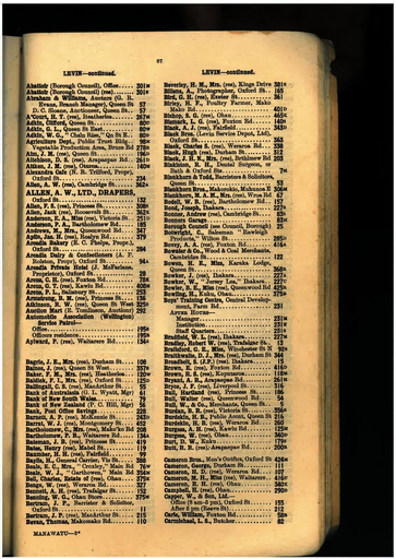 Manawatu 1945 Telephone Directory Levin page 67