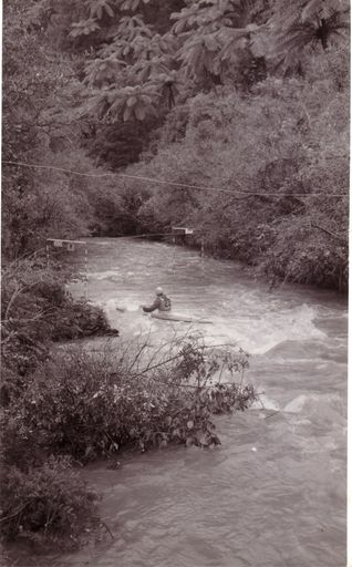 Canoeing / Kayaking event on river below Mangaore Powerhouse, c.1973