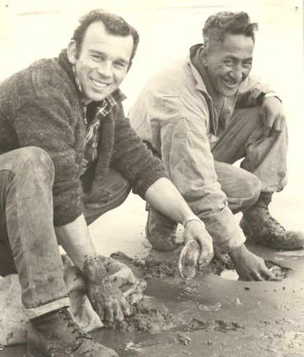 Mr Kemmett & Mr Waitere digging Toheroa, 1969 - Resource cover image