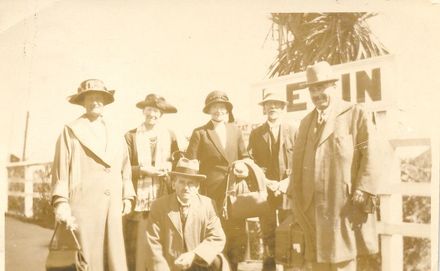 Mr & Mrs Dean, Mr & Mrs Rawson and unknown couple at Levin Railway Station