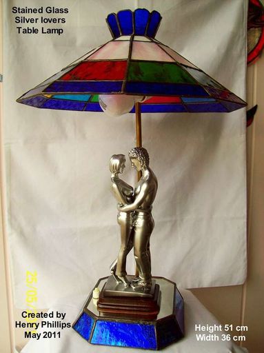 Silver Lovers Stained glass table lamp