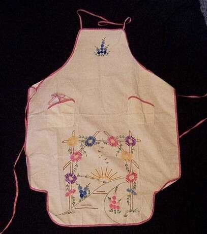 Flower embroidered apron