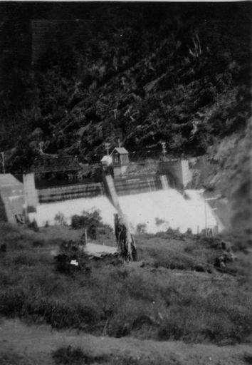 Looking toward No.2 Dam from camp terrace, Mangahao, 1936