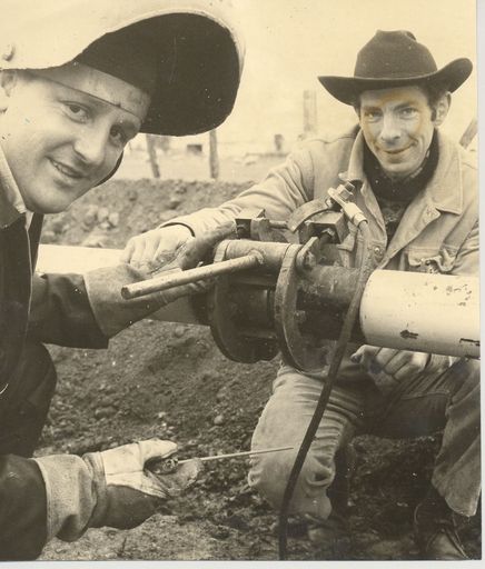 Mr Hunter & Mr Hooper, welding gas pipes, 1969