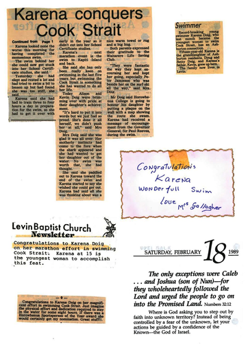 Karena conquers Cook Strait continued