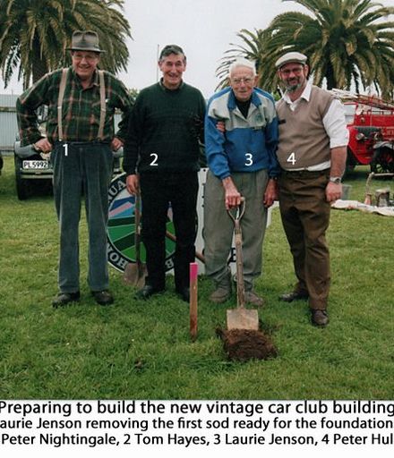 Laurie Jenson turning the first sod for car club rooms