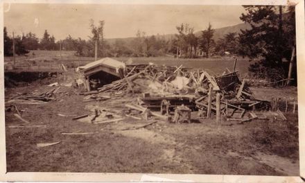 Honore's cowshed after tornado, 1939
