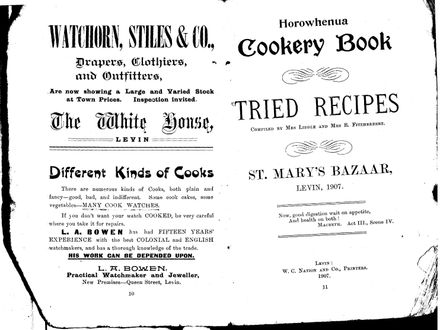 Pages 10 and 11 - Horowhenua Cookery Book