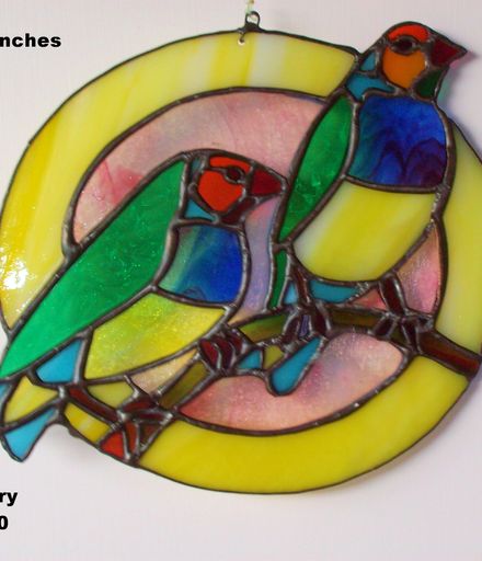 Two Goudian Finches, suncatcher