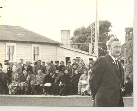Duncan MacIntyre at Raukawa Marae, Otaki, 1971 for Inia Te Wiata tangi - Resource cover image