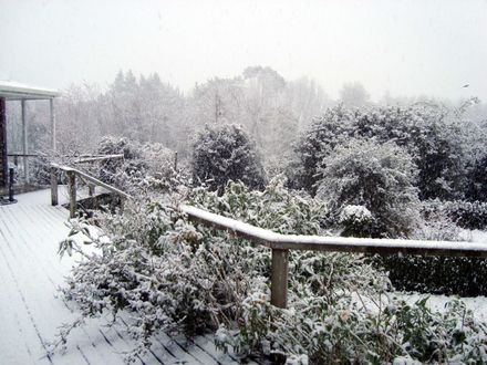 Coming home to snow on the deck