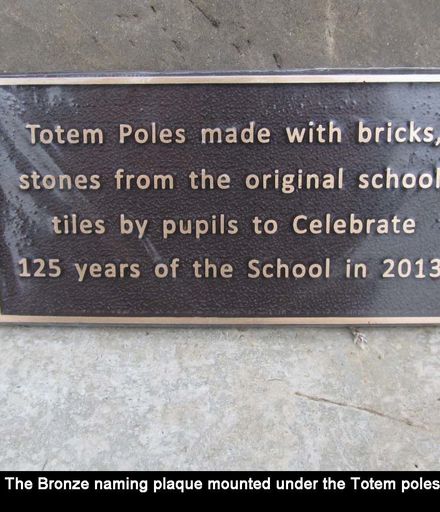 0004 Bronze Naming Plaque mounted under the totem poles