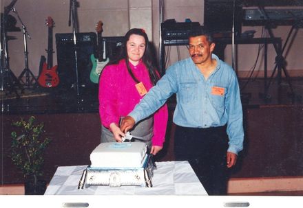 Tracey Finlay and Michael Herewini complete first cut of the cake