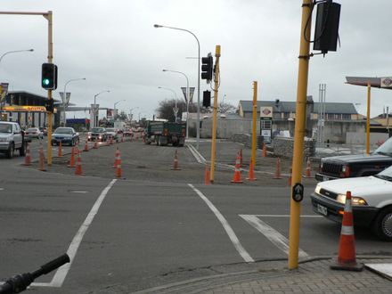 the petrol station .new road