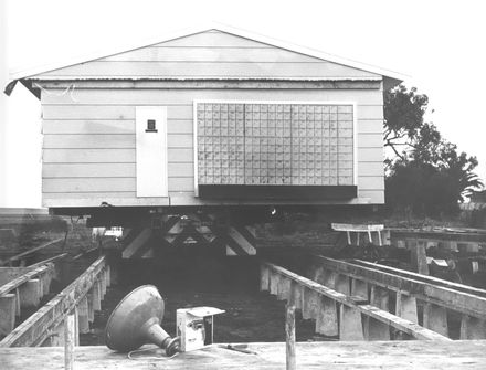 New Foxton Post Office Building Being Transported Onto Site, 1980's