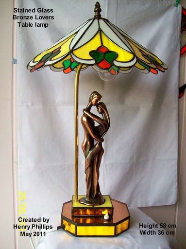 Stained glass Bronze Lovers lamp