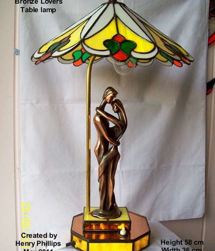 Stained glass Bronze Lovers lamp