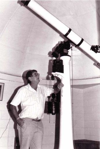 Colin Dunn in Nelson Bartlett Observatory, Foxton Beach School, 1980's-90's