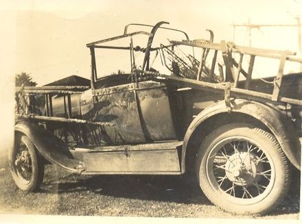 H.E.P.B. truck damaged during fire at Kingston Road, Shannon, c.1939