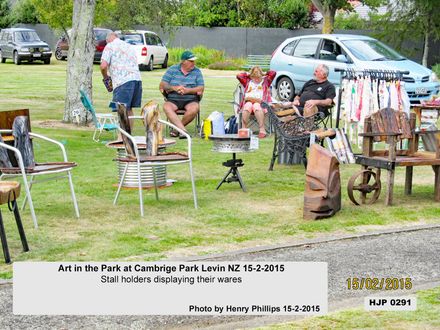 HJP 0291 Art in the Park at Cambrige Park Levin NZ 15-2-2015 Stall holders displaying their wares - Resource cover image