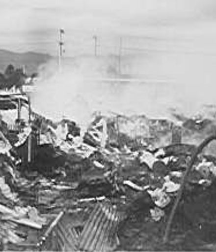 U.E.B. building destroyed by fire, 18 September 1957