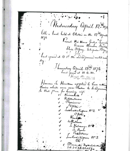 Otaki Maori Landcourt Minutebook - 13 April 1876