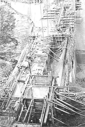 Mangahao Dam (Lower ?) nearing completion, 1920's