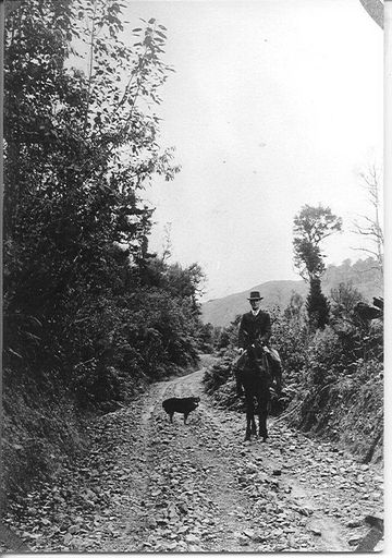 Bush track with G Leslie Adkin on horseback