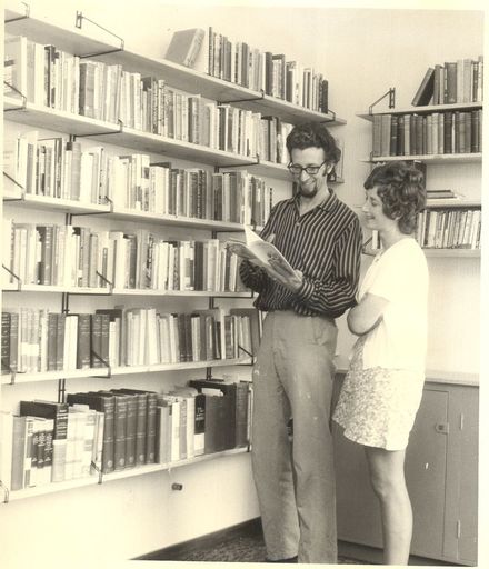Rev. & Mrs MacDonald in Baptist Church Library, 1972
