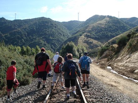 07 Walkers with wind farm above