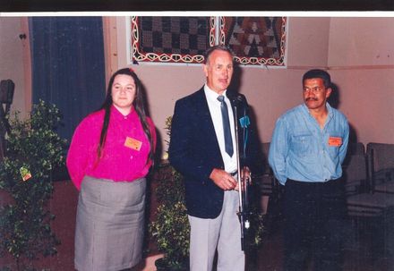 Reunion chairman calls the youngest and eldest ex pupils at the dinner to cut the cake
