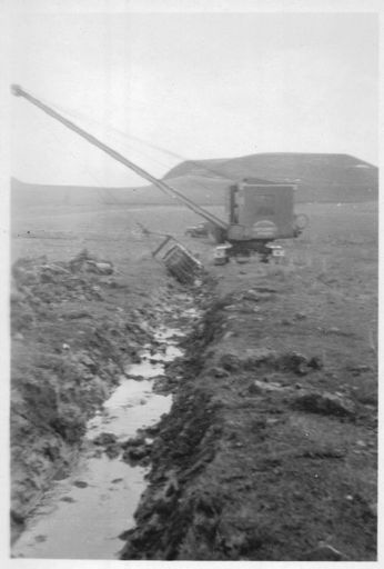 Clearing out drain with a drag line at Sheddan's farm