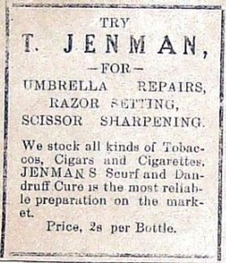 1916 03 May Jenman Tobacconist, Levin