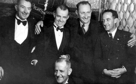 Five men at Shannon School 60th Jubilee Ball, 1949