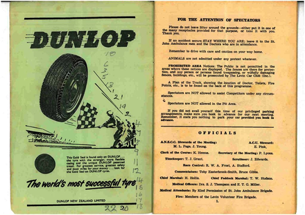 Levin Car Club Inauguaral Meeting program- Page 1