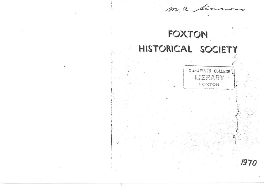 Foxton Historical Society 1970 - Resource cover image