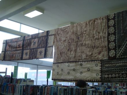 Tapa cloth on display at Levin Library 1