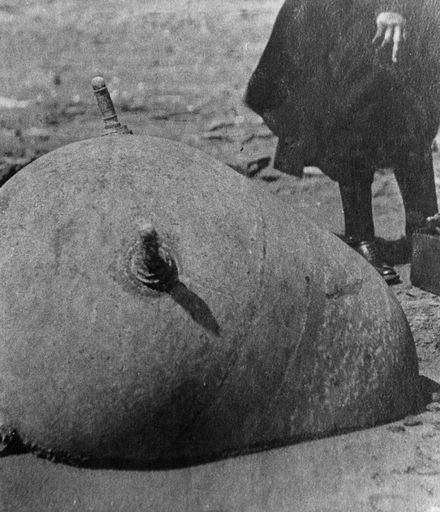 German mine - washed up on beach, 14 Nov 1918