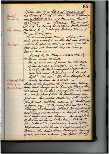 Minutes of Special Meeting - 4 February 1907