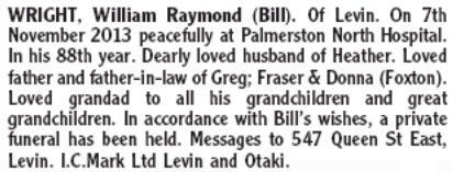 Bill Wright passed away 7 November 2013 - Resource cover image
