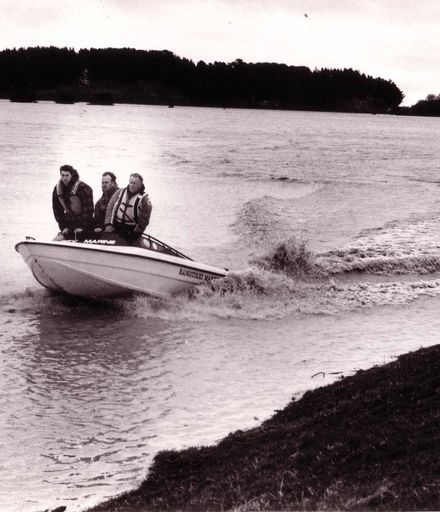 Motor Boat on Flooded Manawatu River, 1980's-90's