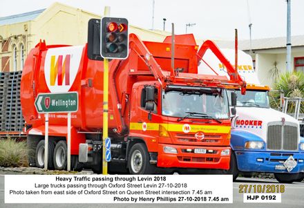 HJP 0192 Large trucks passing through Oxford Street Levin 27-10-2018 7.45 am in morning