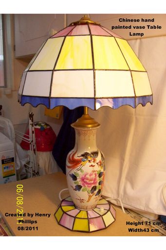 Chinese hand painted vase table lamp