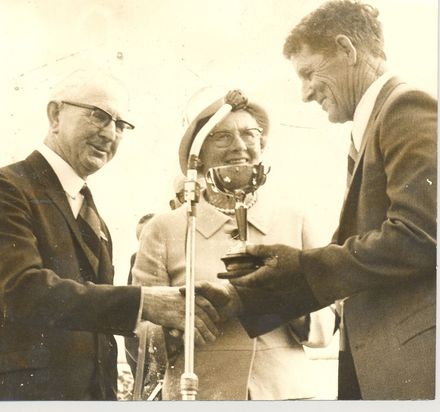 Presentation to one of the race winners, Levin Racing Club